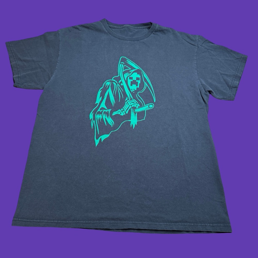 Minecraft Creeper Mojang Graphic T Shirt Mens M/L Grim Reaper Gaming Video Game